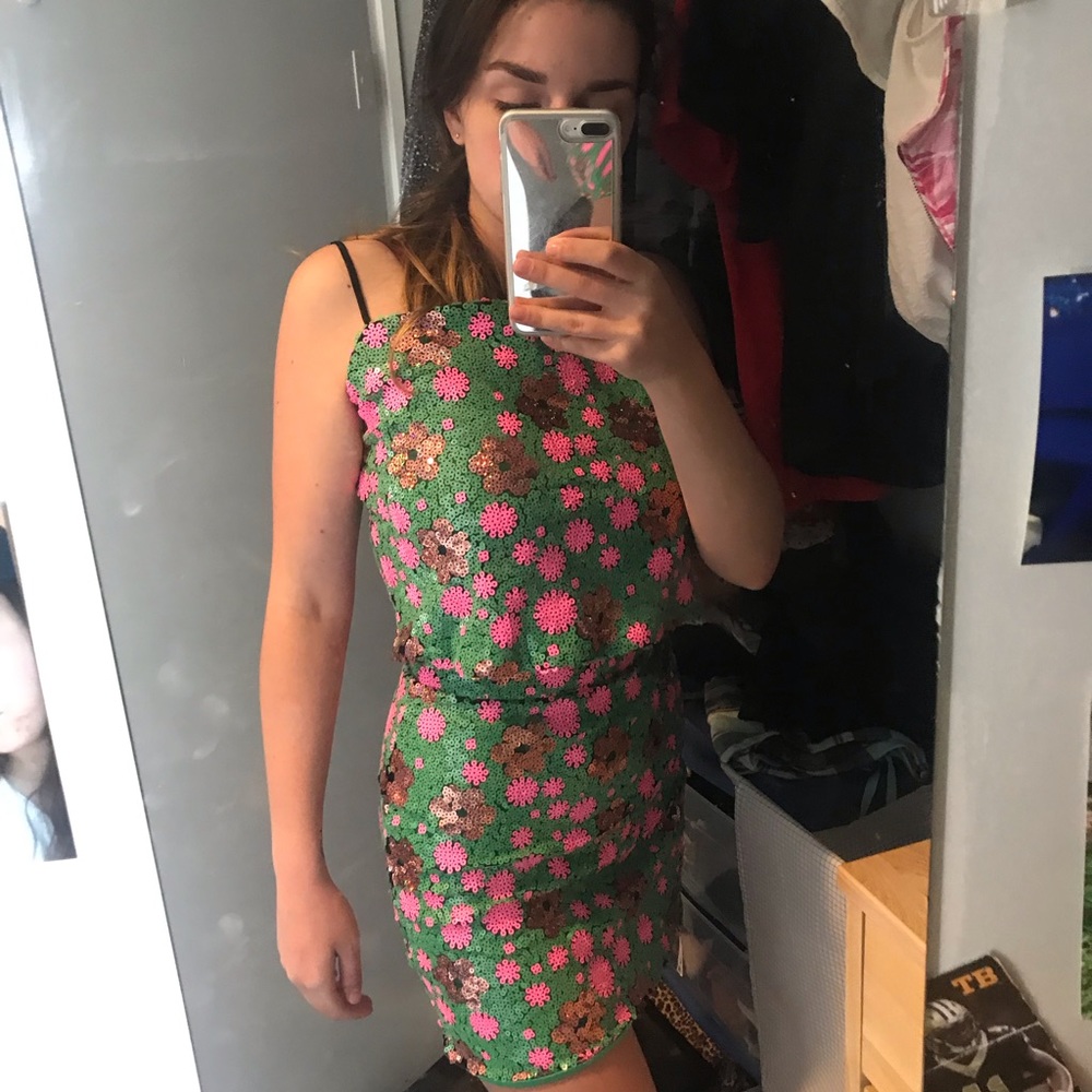 Top shop floral sequin two piece set